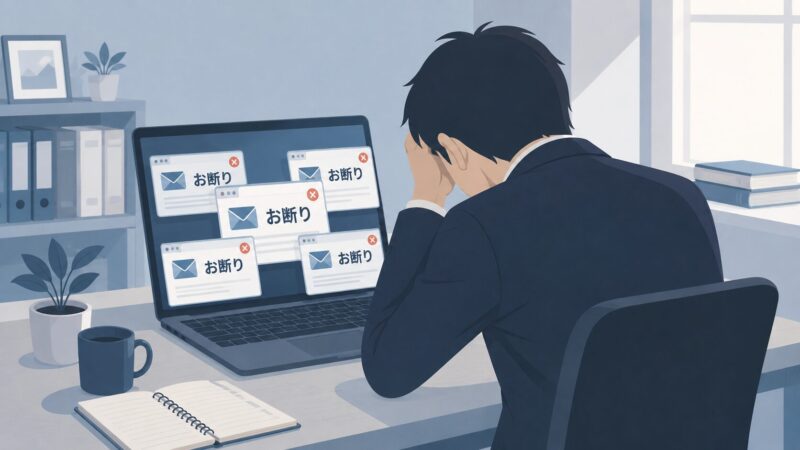 転職エージェント4社に断られて落ち込む元公務員のイメージ